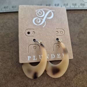 New Plunder Brand Gold and Brown Sculptural Earrings